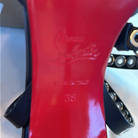 Louboutin black heels with strap and silver metal detail - Picture 5 of 8